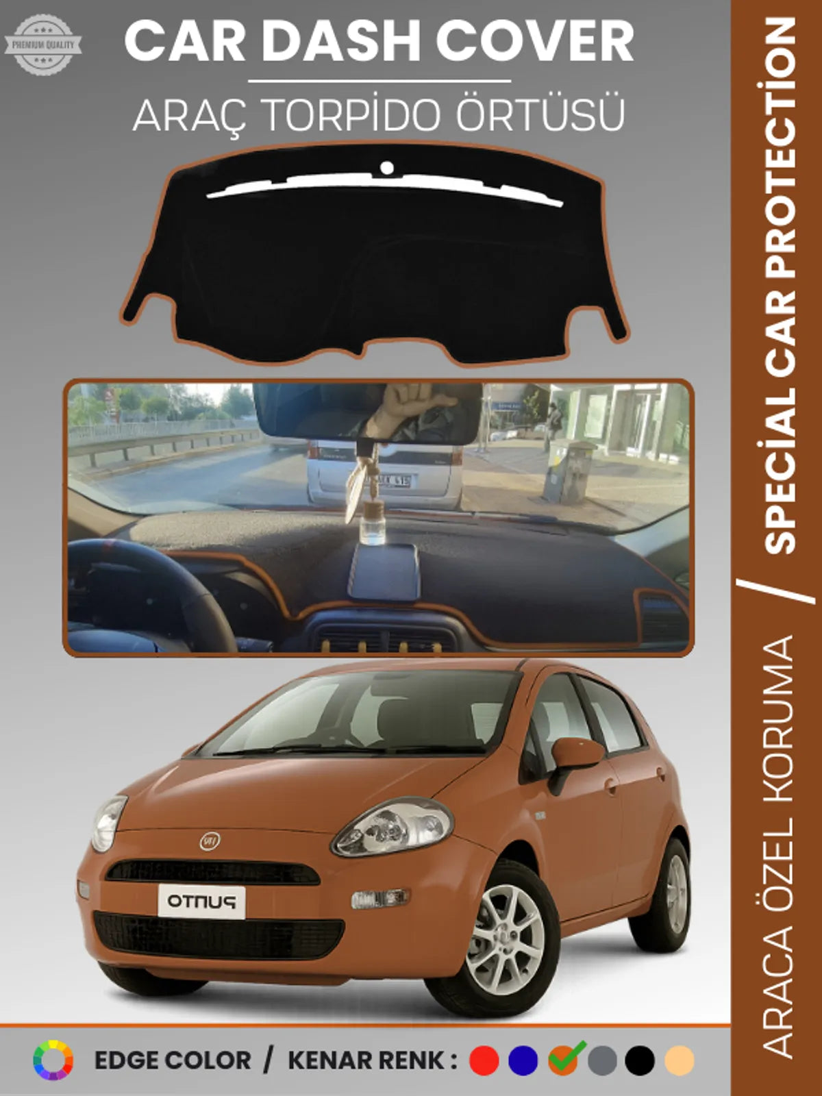 FIAT PUNTO GRANDE (2005-2018) Uyumlu Torpido Örtüsü Araca Özel Ön Göğüs Koruma