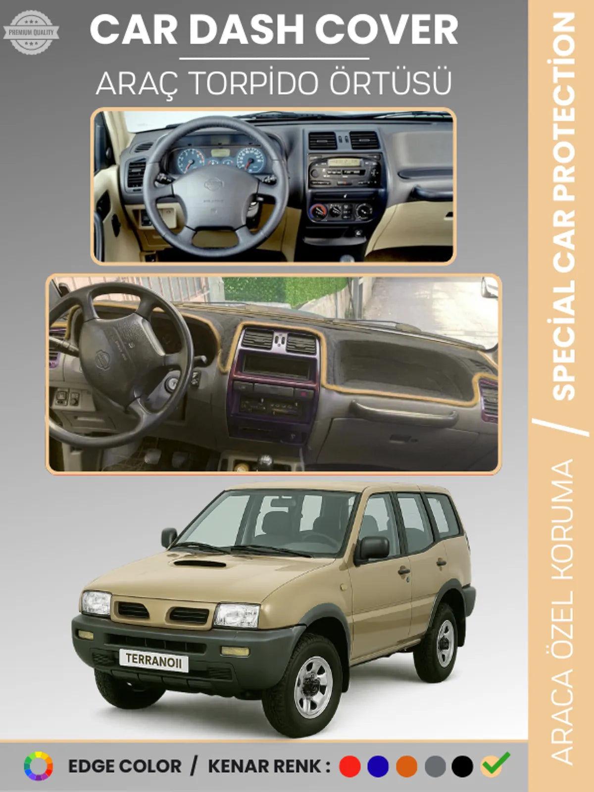 NISSAN TERRANO 2 R20 (1993-2006) Uyumlu Torpido Örtüsü Araca Özel Ön Göğüs Koruma
