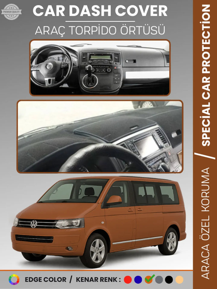 VOLKSWAGEN TRANSPORTER T5 (2003-2016) Uyumlu Torpido Örtüsü Araca Özel Ön Göğüs Koruma