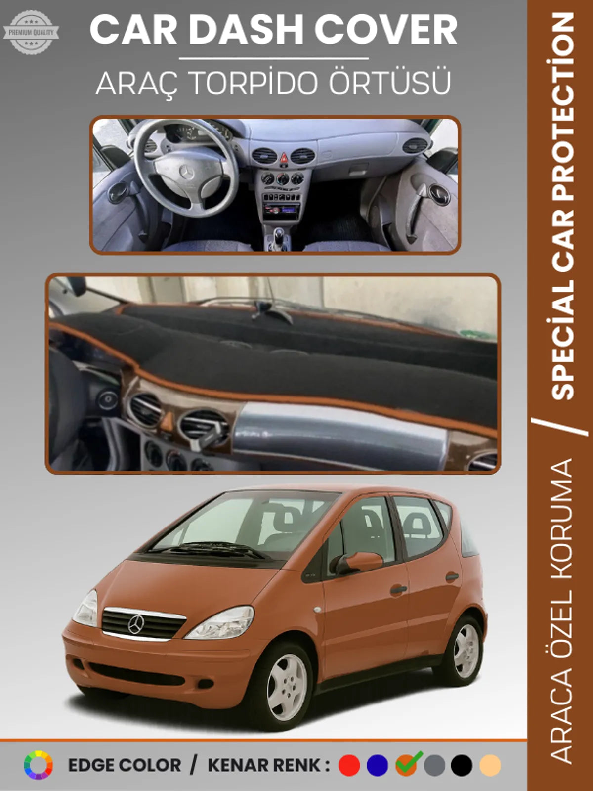 MERCEDES A CLASS W168 (1997-2004) Uyumlu Torpido Örtüsü Araca Özel Ön Göğüs Koruma