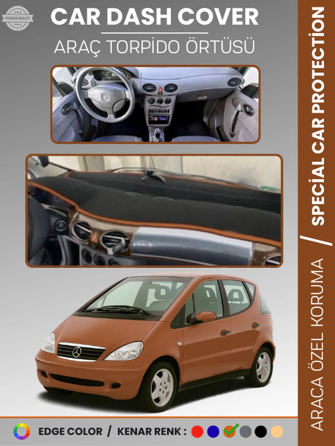 MERCEDES A CLASS W168 (1997-2004) Uyumlu Torpido Örtüsü Araca Özel Ön Göğüs Koruma