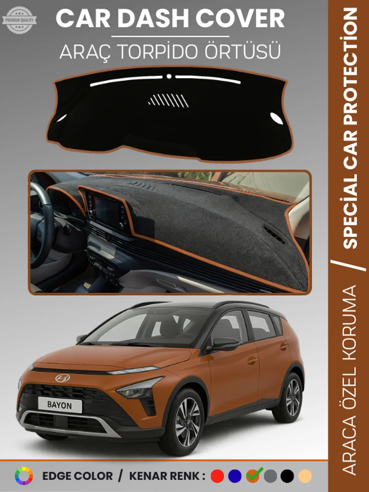 HYUNDAİ BAYON (2020+) Uyumlu Torpido Örtüsü Araca Özel Ön Göğüs Koruma