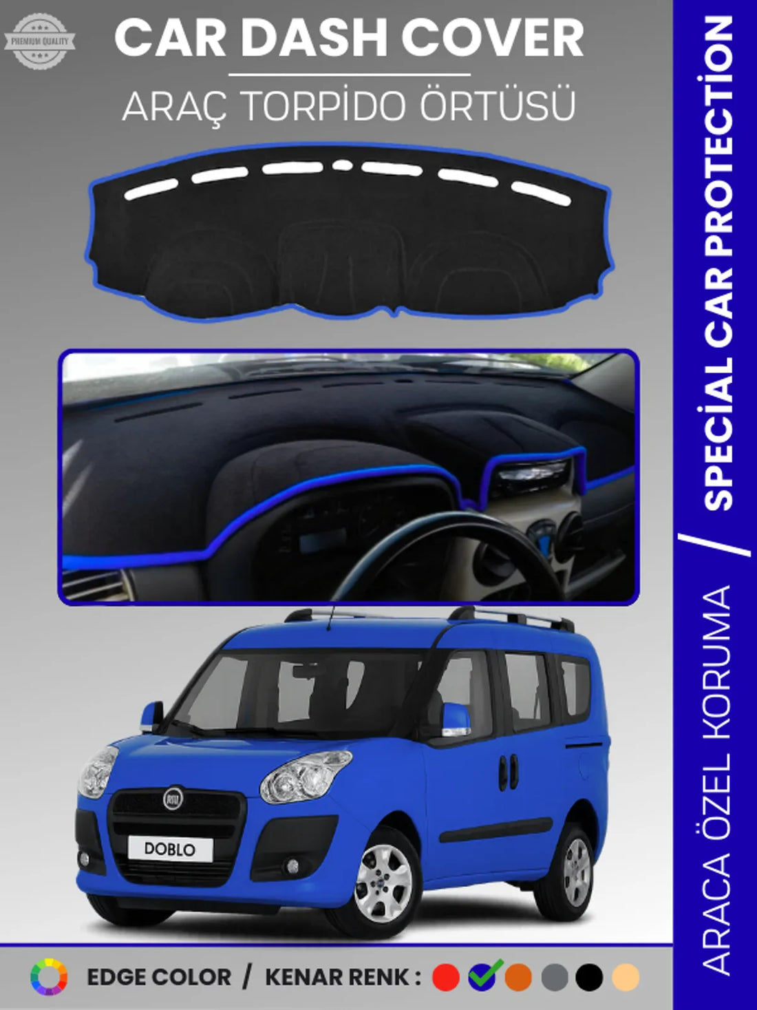 FIAT DOBLO D3 (2009-2013) Uyumlu Torpido Örtüsü Araca Özel Ön Göğüs Koruma