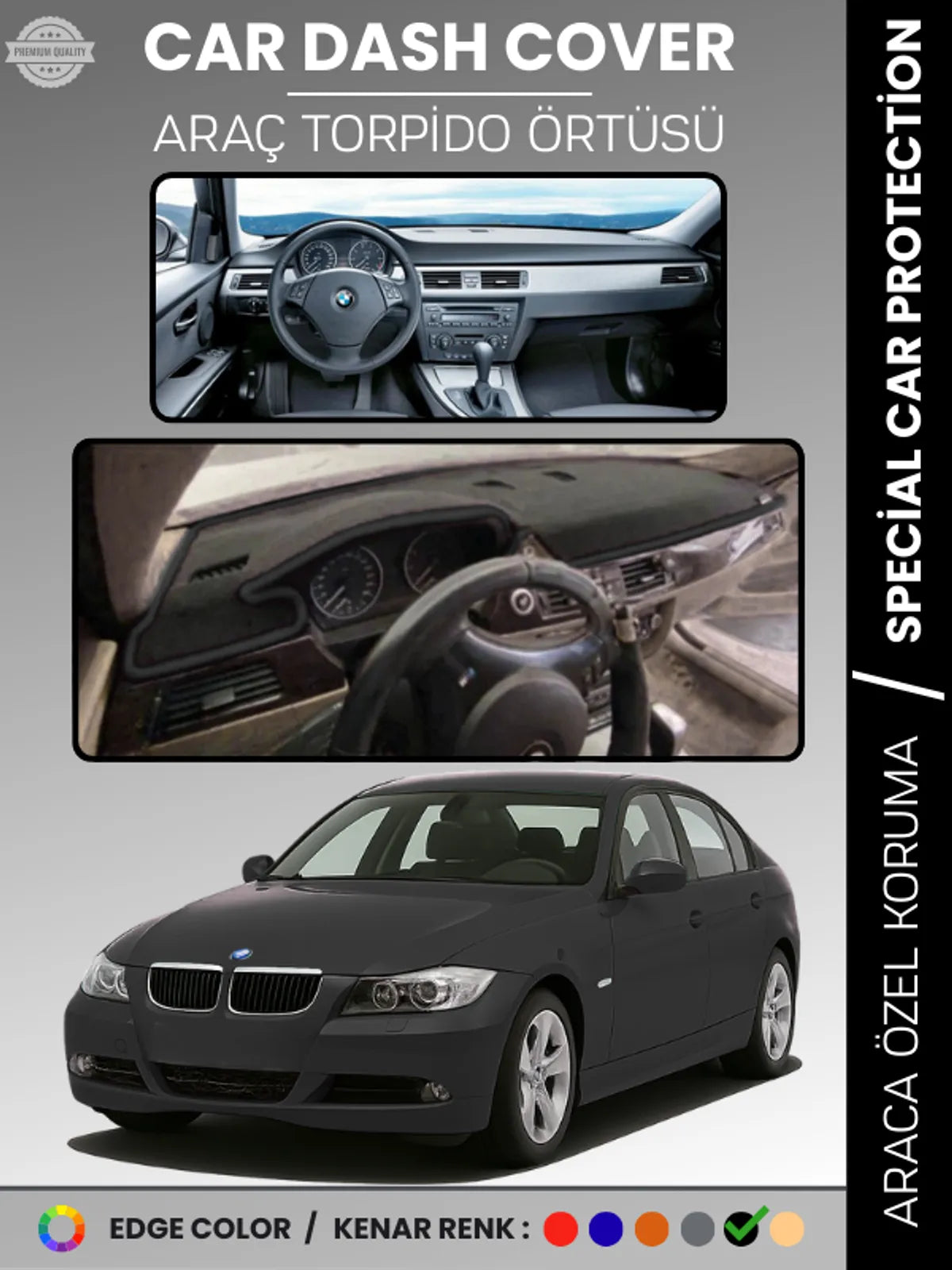 Bmw E90 (2006-2010) Uyumlu Torpido Örtüsü Araca Özel Ön Göğüs Koruma