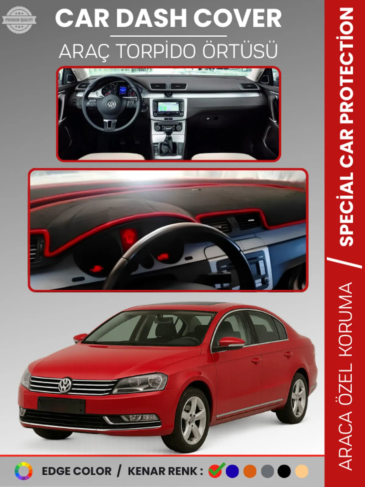VOLKSWAGEN PASSAT B7 (2010-2015) Uyumlu Torpido Örtüsü Araca Özel Ön Göğüs Koruma