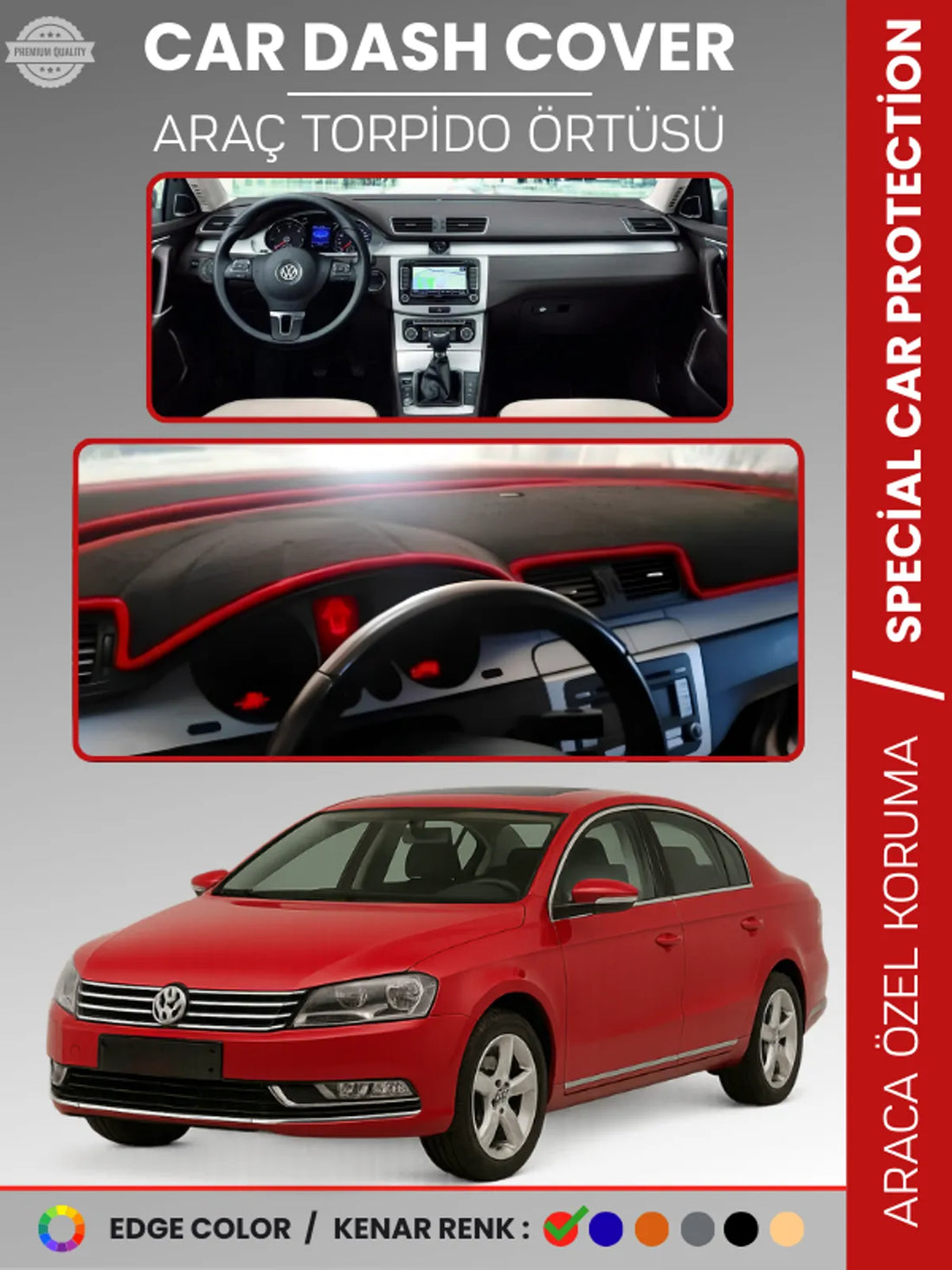 VOLKSWAGEN PASSAT B7 (2010-2015) Uyumlu Torpido Örtüsü Araca Özel Ön Göğüs Koruma