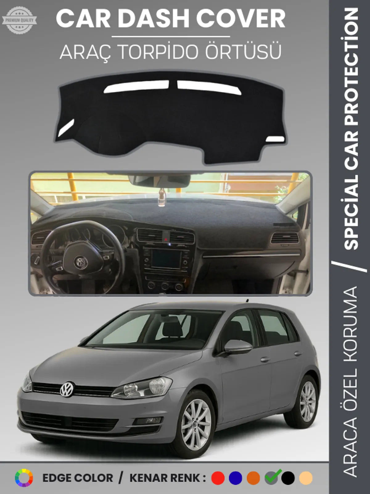 VOLKSWAGEN GOLF 7 (2013-2020) Uyumlu Torpido Örtüsü Araca Özel Ön Göğüs Koruma