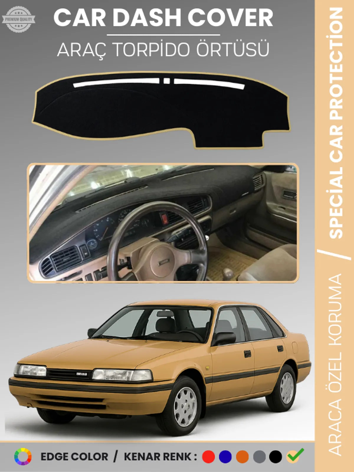 MAZDA 626 (1987-1991) Uyumlu Torpido Örtüsü Araca Özel Ön Göğüs Koruma