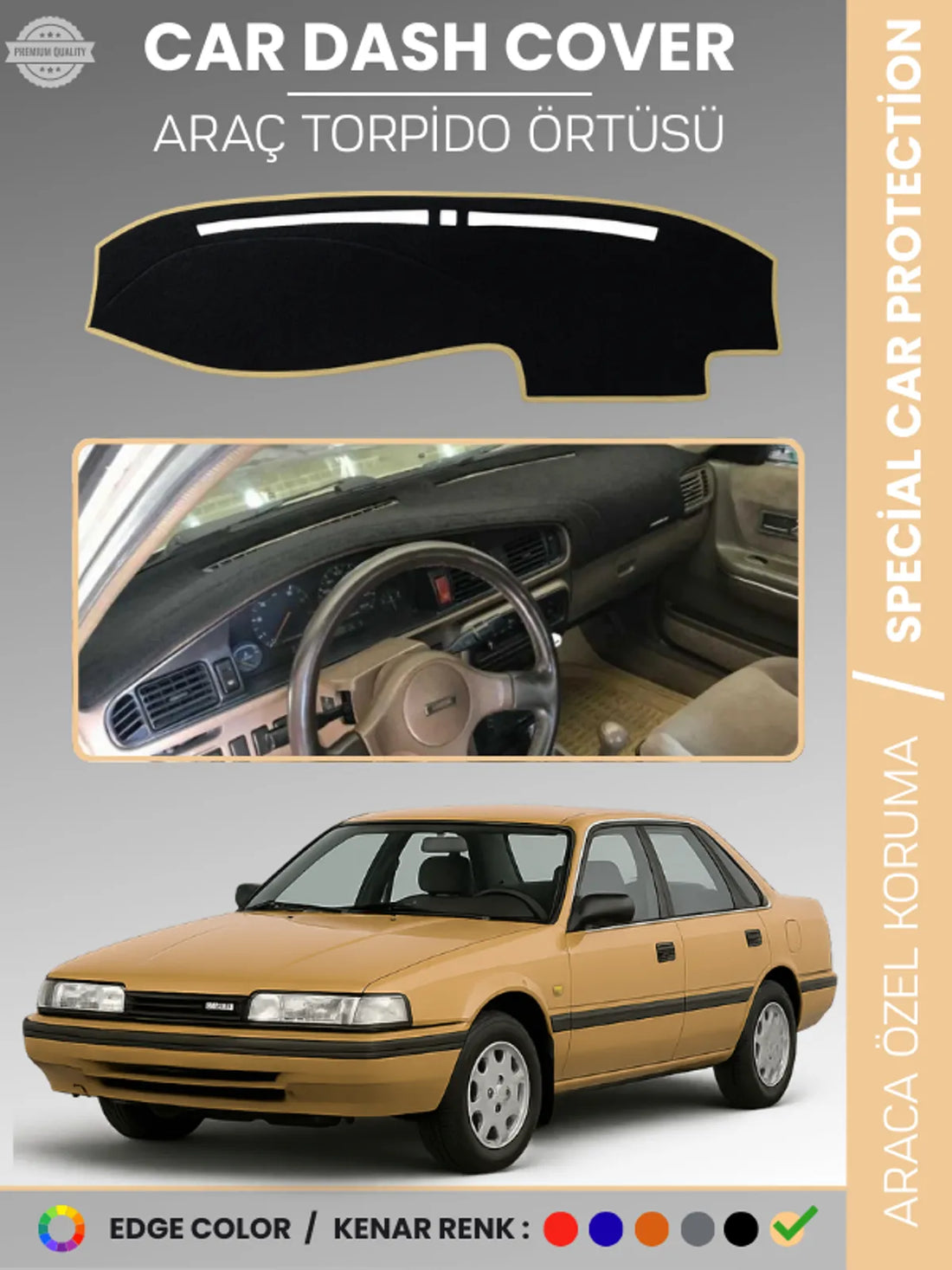 MAZDA 626 (1987-1991) Uyumlu Torpido Örtüsü Araca Özel Ön Göğüs Koruma