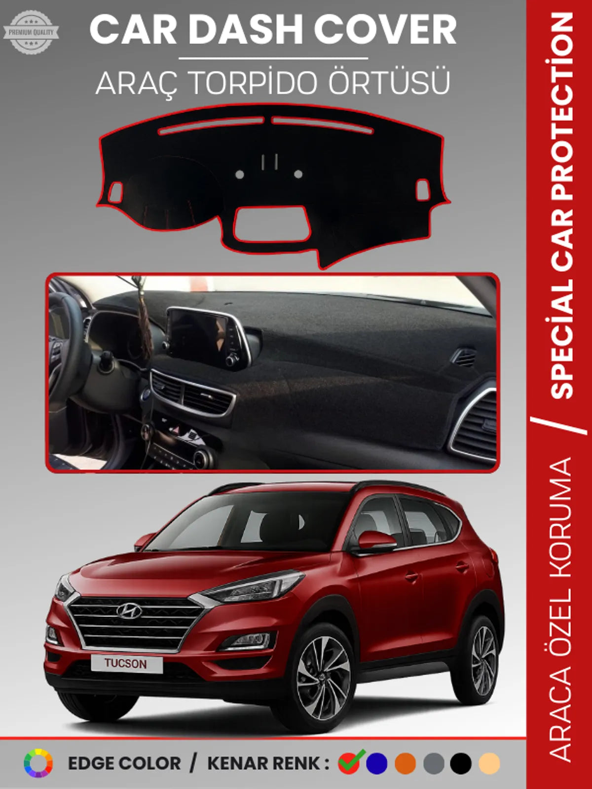 HYUNDAİ TUCSON (2018+) Uyumlu Torpido Örtüsü Araca Özel Ön Göğüs Koruma