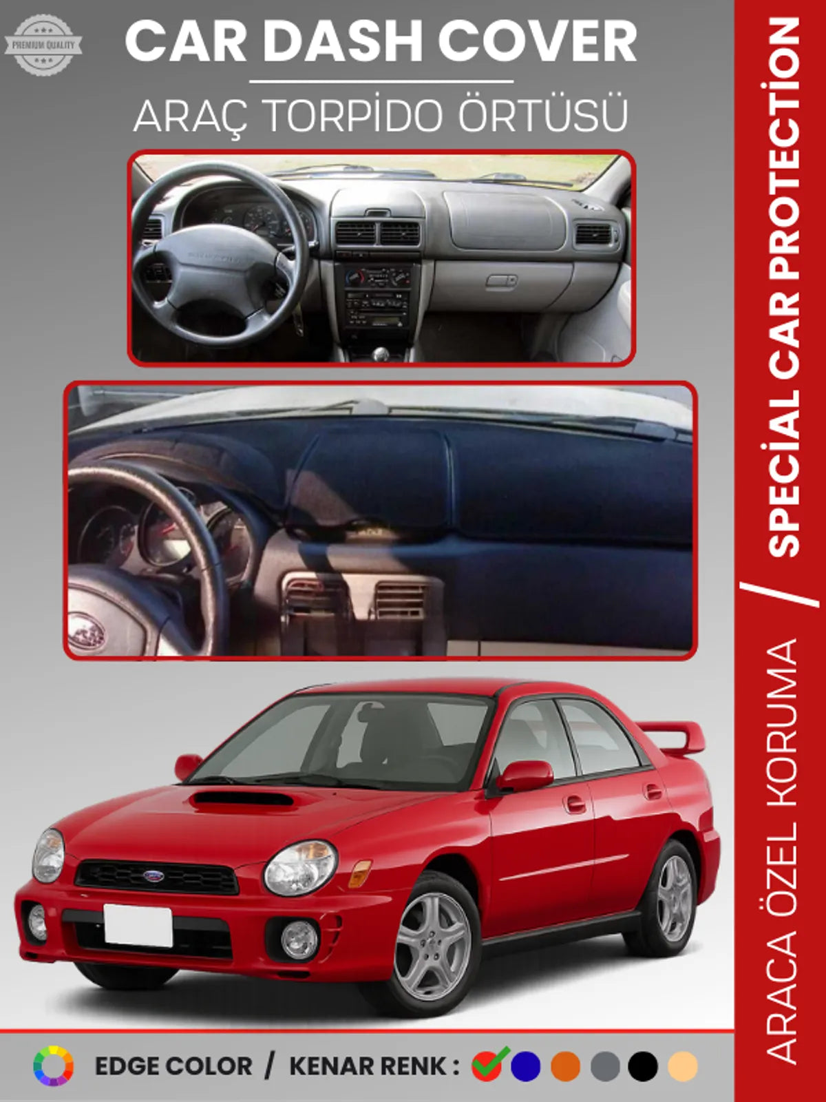 SUBARU IMPREZZA (1998-2000) Uyumlu Torpido Örtüsü Araca Özel Ön Göğüs Koruma
