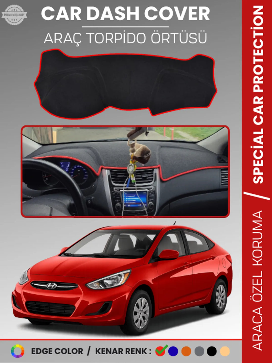 HYUNDAİ ACCENT BLUE (2011-2017) Uyumlu Torpido Örtüsü Araca Özel Ön Göğüs Koruma