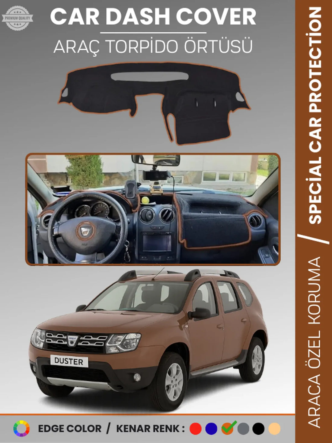 DACIA DUSTER (2015+) Uyumlu Torpido Örtüsü Araca Özel Ön Göğüs Koruma