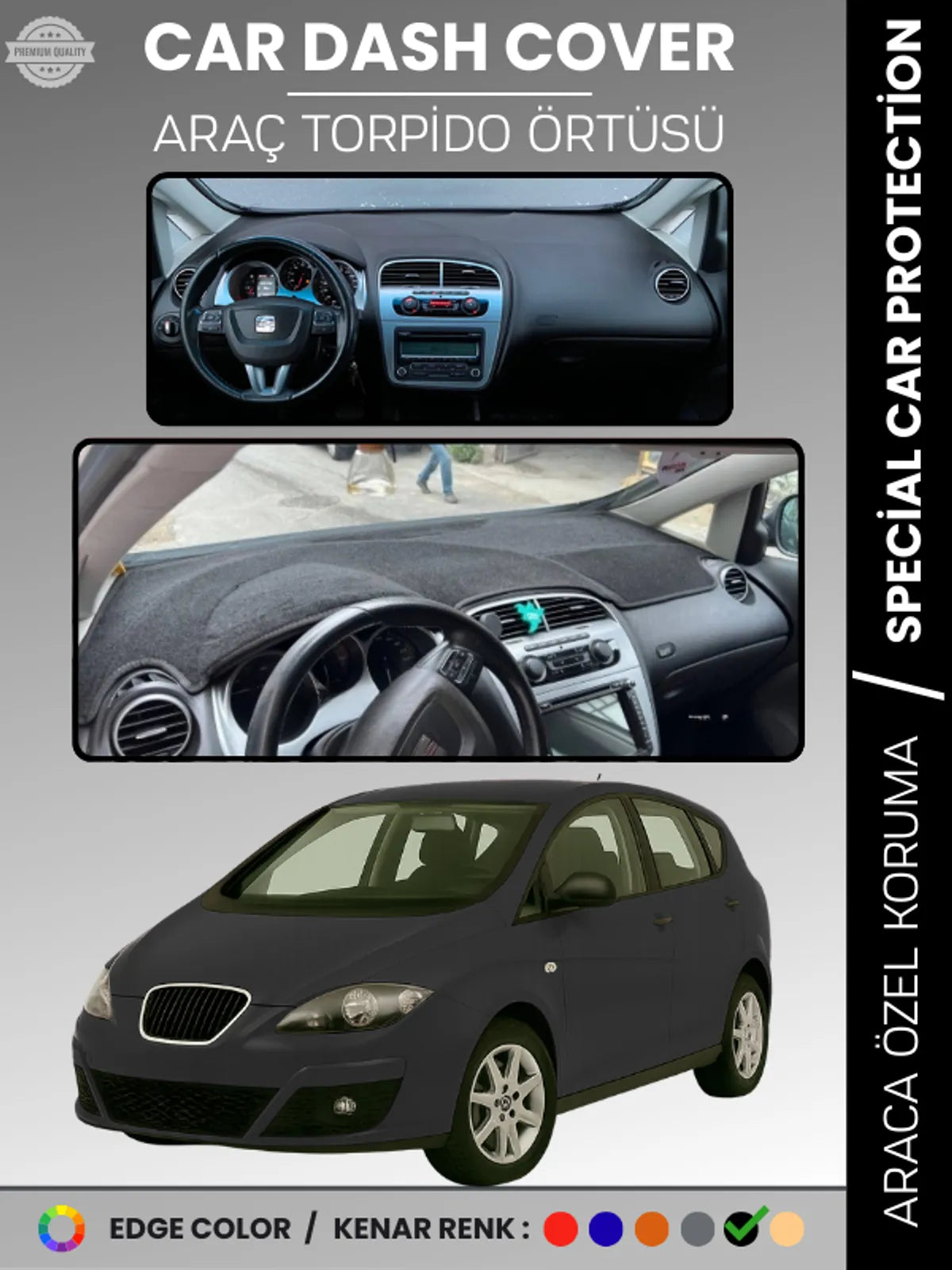 SEAT ALTEA (2010-2015) Uyumlu Torpido Örtüsü Araca Özel Ön Göğüs Koruma