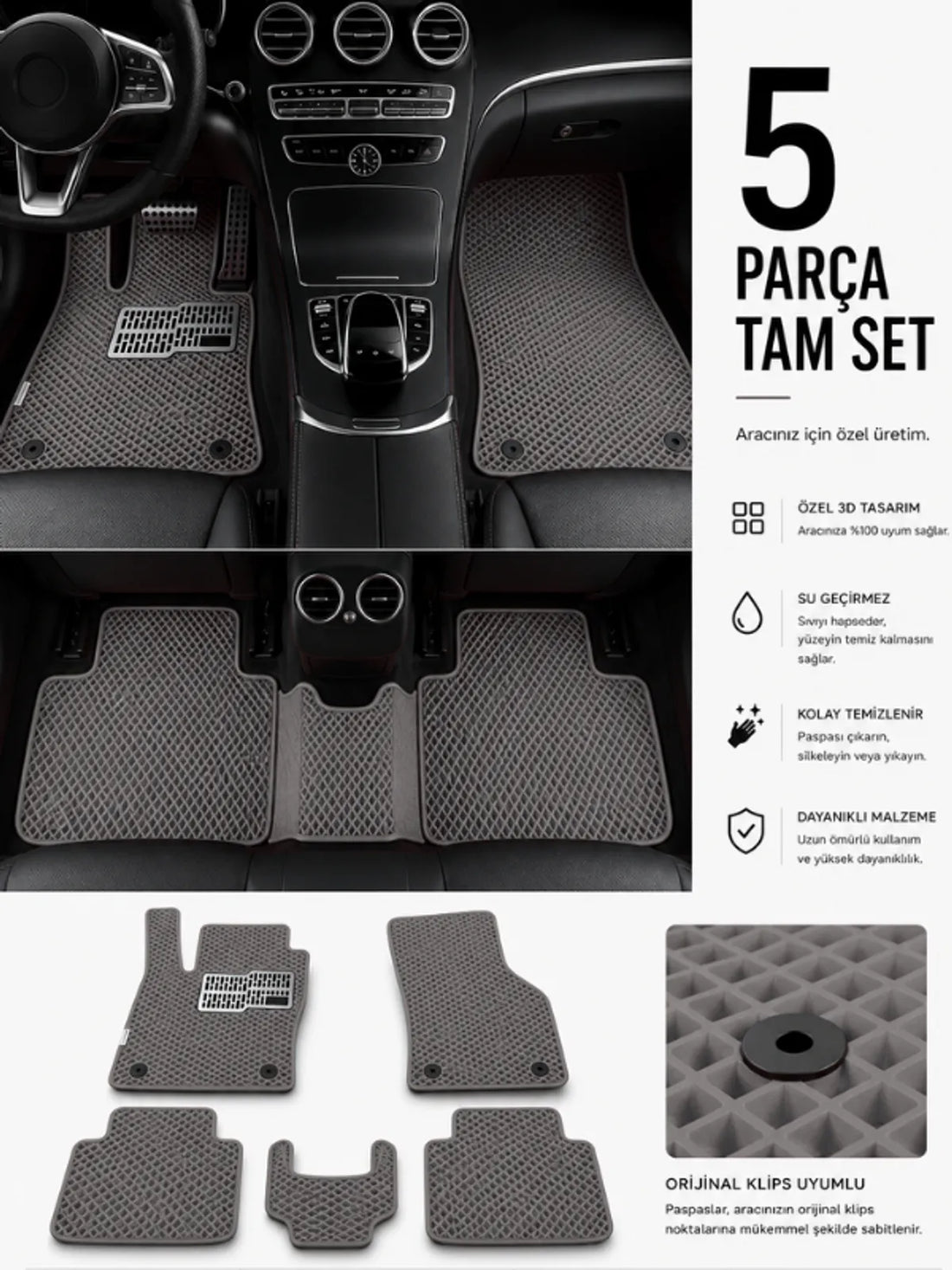 Tofas Sahin (1981-2002) Araca Özel EVA Oto Paspas Seti Topukluk Dahil Tam Set