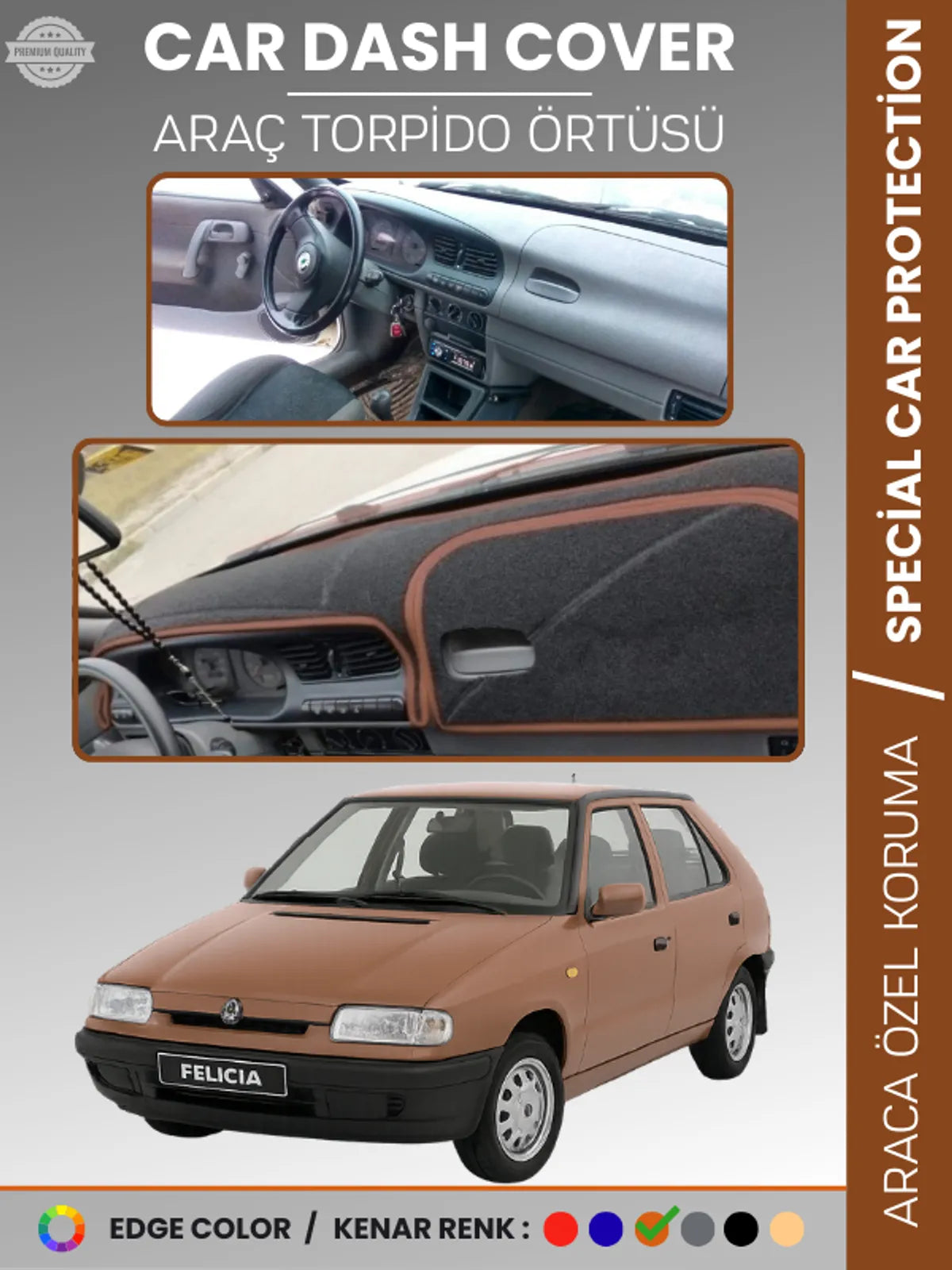 SKODA FELICIA (1994-2001) Uyumlu Torpido Örtüsü Araca Özel Ön Göğüs Koruma