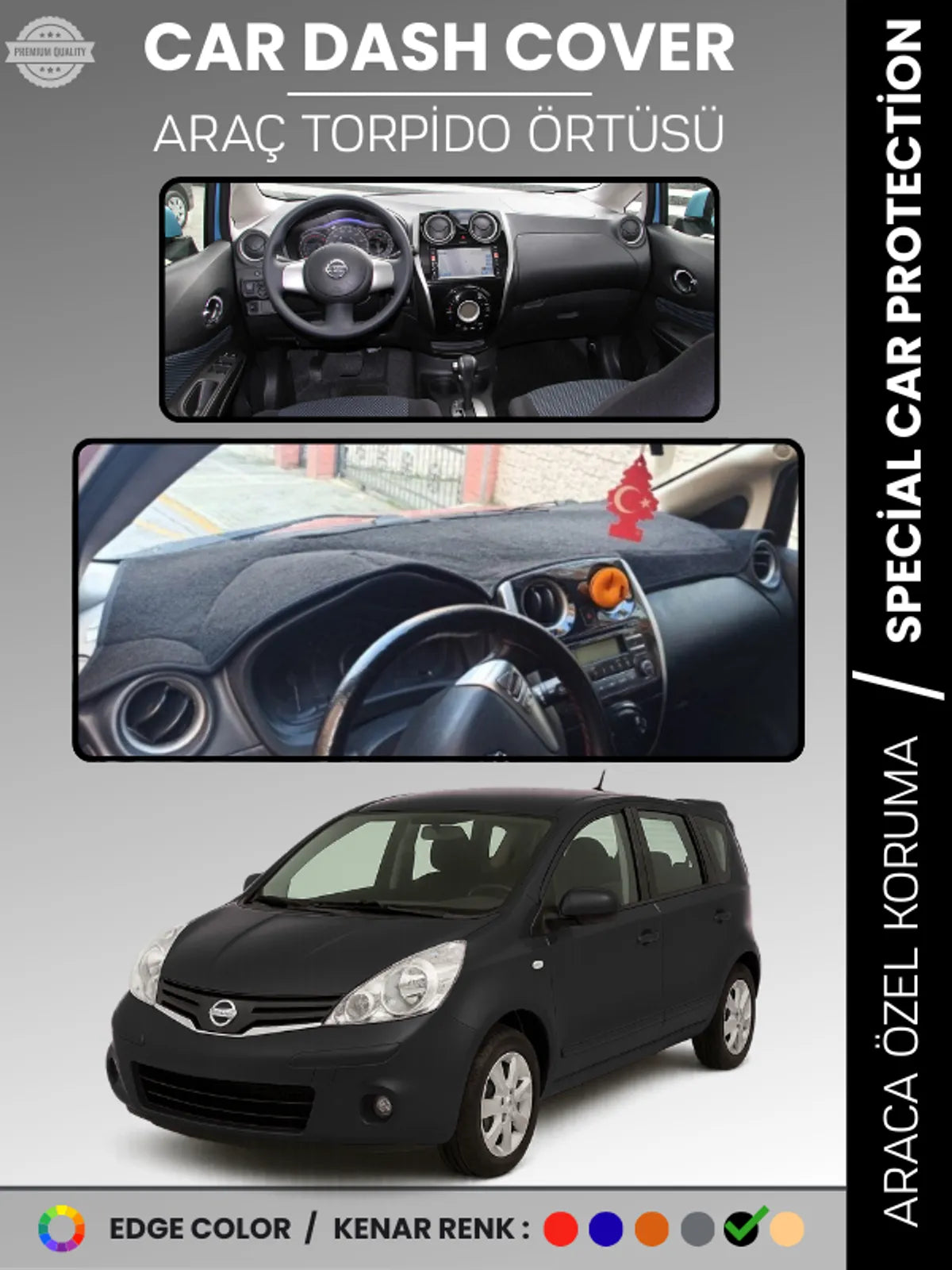 NISSAN NOTE E12 (2013-2020) Uyumlu Torpido Örtüsü Araca Özel Ön Göğüs Koruma