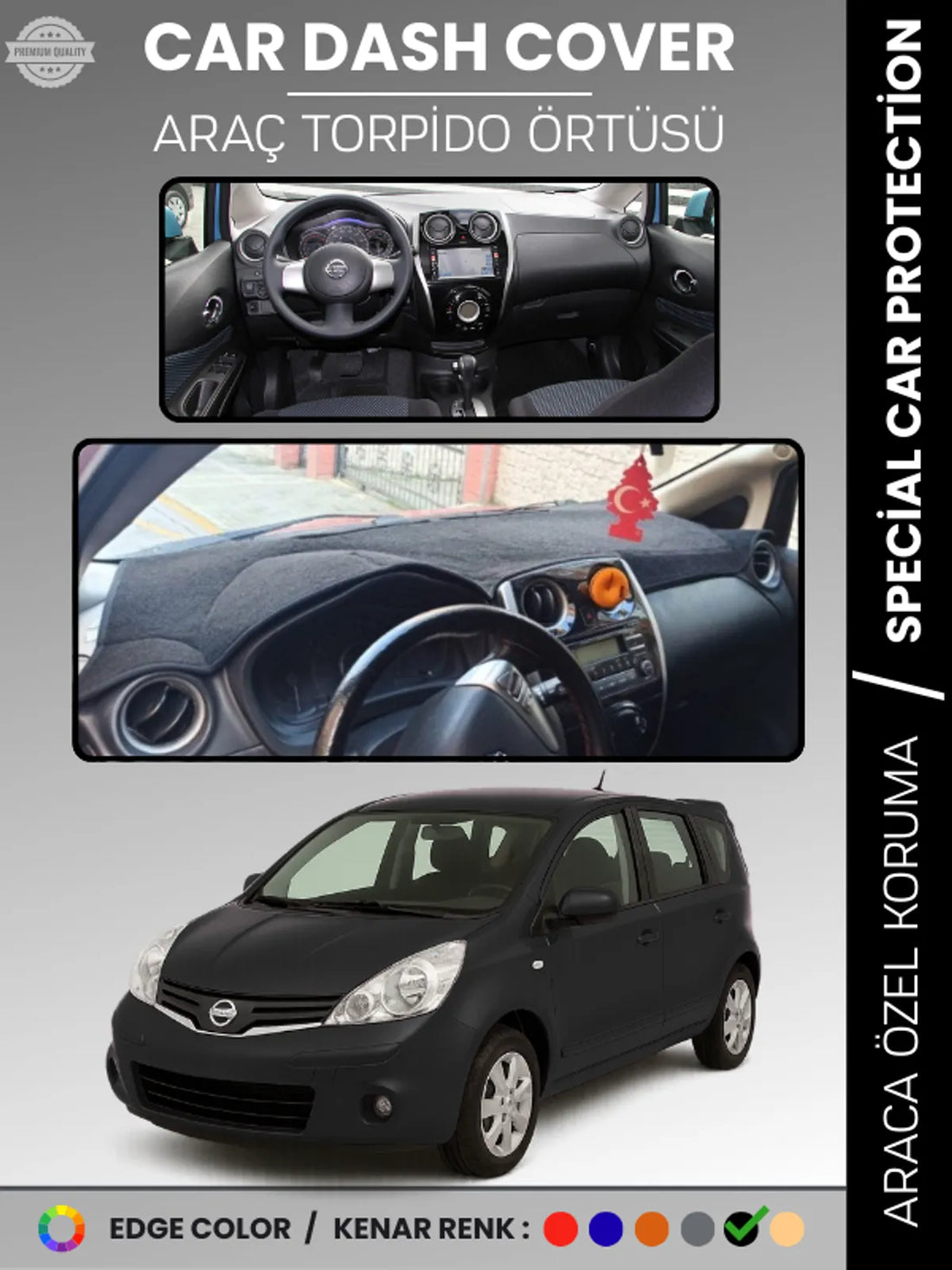 NISSAN NOTE E12 (2013-2020) Uyumlu Torpido Örtüsü Araca Özel Ön Göğüs Koruma
