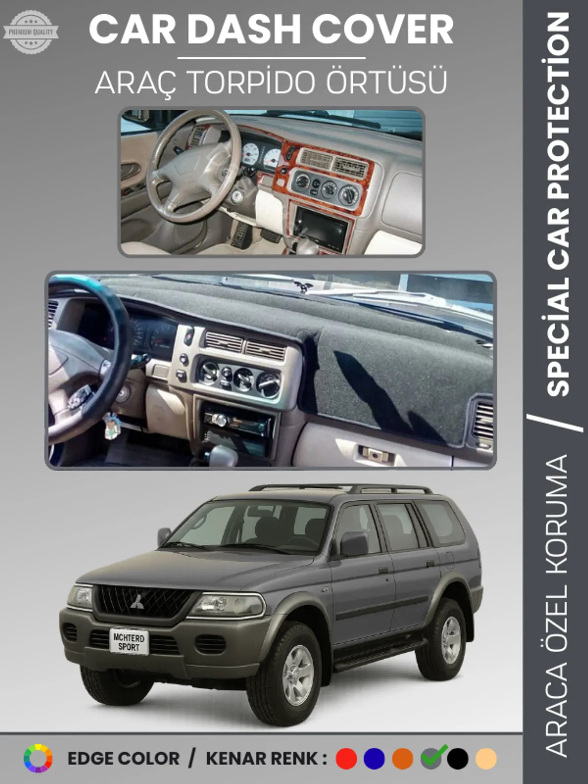 MITSUBISHI MONTERO SPORT (1996-2009) Uyumlu Torpido Örtüsü Araca Özel Ön Göğüs Koruma