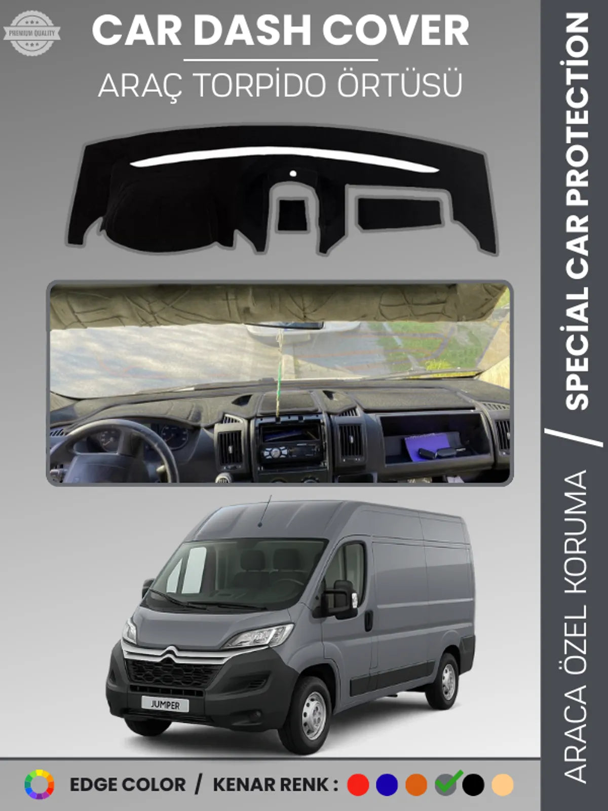 CITROEN JUMPER X290 KASA (2014-2024) Uyumlu Torpido Örtüsü Araca Özel Ön Göğüs Koruma