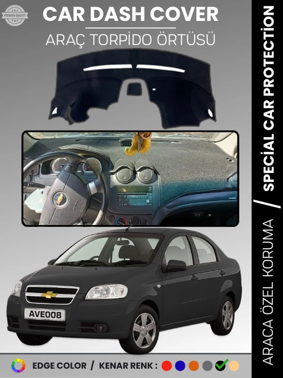 CHEVROLET AVEO (2006-2011) Uyumlu Torpido Örtüsü Araca Özel Ön Göğüs Koruma