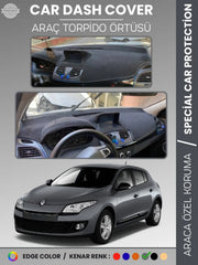 RENAULT MEGANE 3 NAVİGASYONLU BUYUK EKRANLI (2008-2015) Uyumlu Torpido Örtüsü Araca Özel Ön Göğüs Koruma