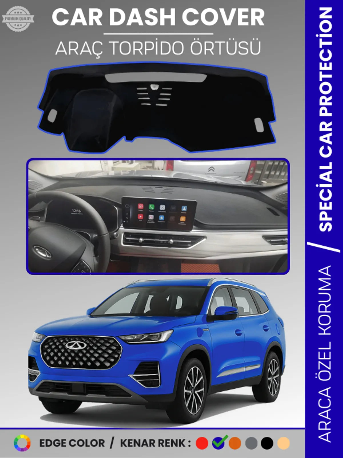 Chery Tiggo 8 Pro (2020+) Uyumlu Torpido Örtüsü Araca Özel Ön Göğüs Koruma