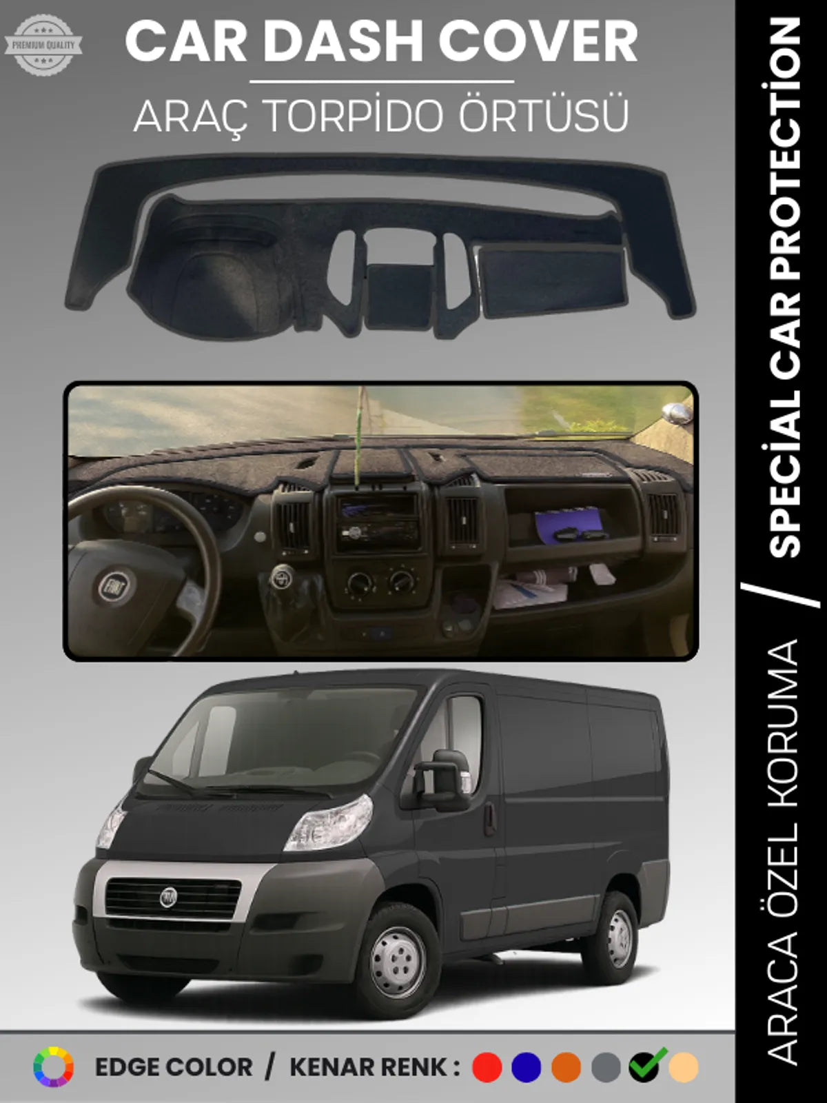 FIAT DUCATO X250 (2006-2014) Uyumlu Torpido Örtüsü Araca Özel Ön Göğüs Koruma