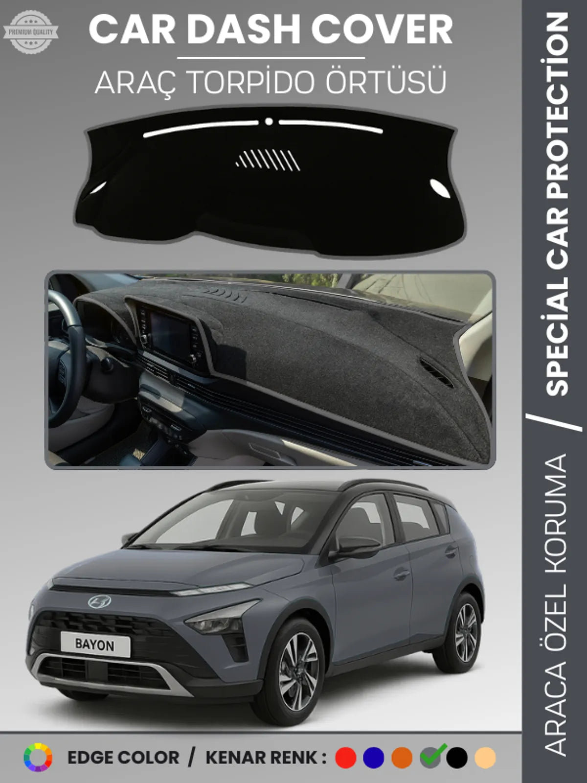 HYUNDAİ BAYON (2020+) Uyumlu Torpido Örtüsü Araca Özel Ön Göğüs Koruma
