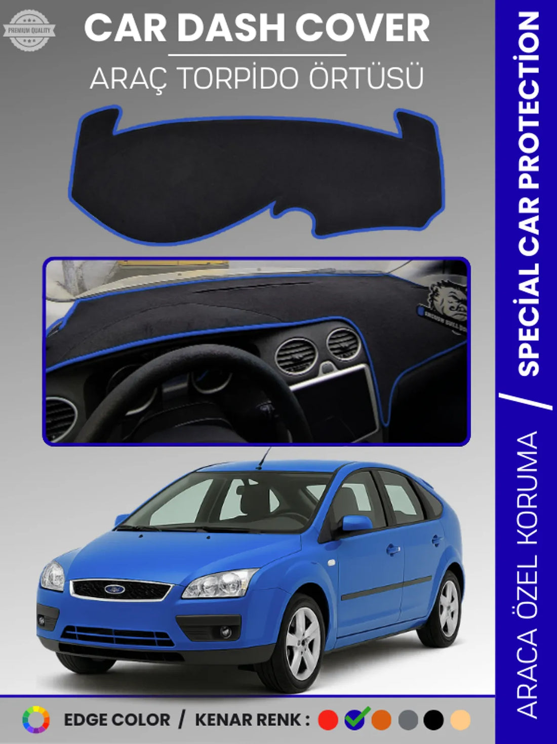 FORD FOCUS 2 (2005-2008) Uyumlu Torpido Örtüsü Araca Özel Ön Göğüs Koruma