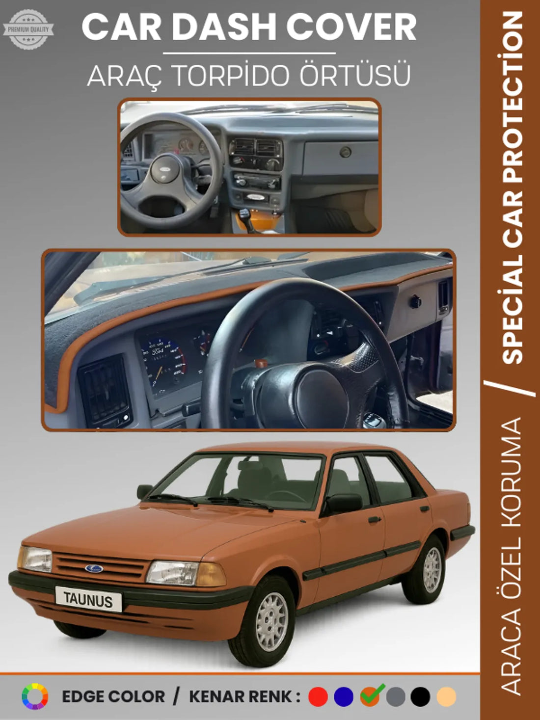 FORD TAUNNUS (1986-1994) Uyumlu Torpido Örtüsü Araca Özel Ön Göğüs Koruma
