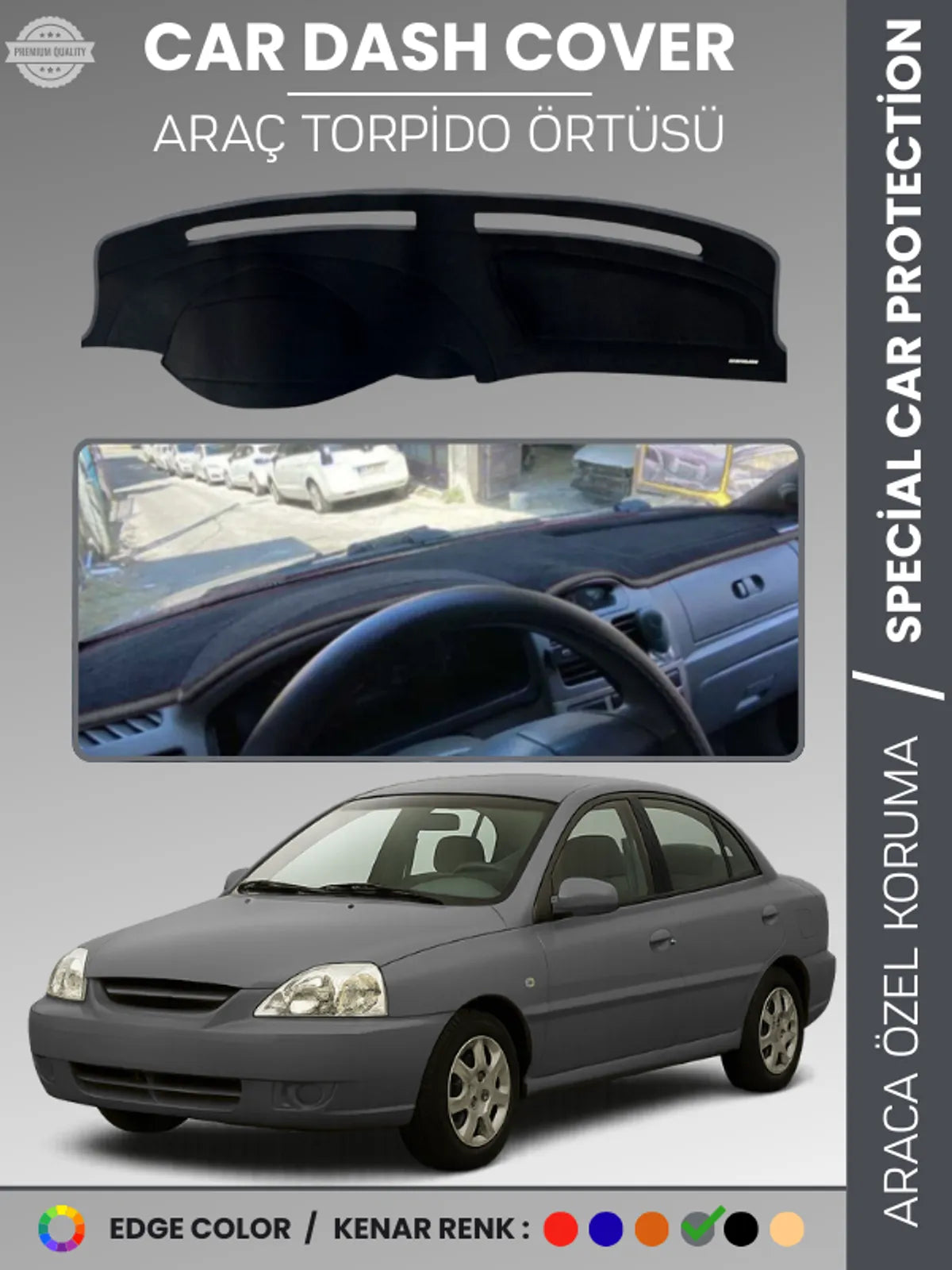 KİA RİO (2000-2005) Uyumlu Torpido Örtüsü Araca Özel Ön Göğüs Koruma