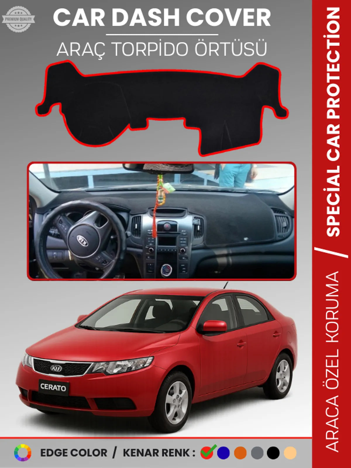 KİA CERATO (2008-2012) Uyumlu Torpido Örtüsü Araca Özel Ön Göğüs Koruma