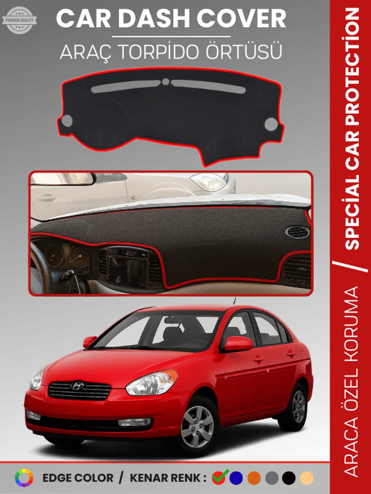 HYUNDAİ ACCENT (2006-2011) Uyumlu Torpido Örtüsü Araca Özel Ön Göğüs Koruma