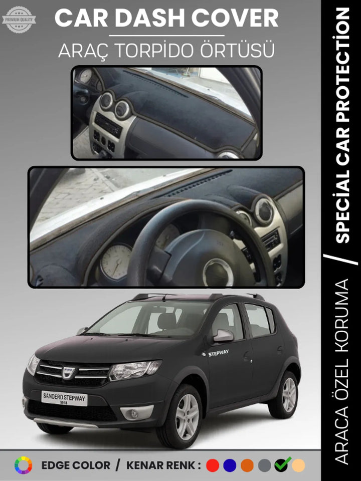DACIA SANDERO STEPWAY (2010-2015) Uyumlu Torpido Örtüsü Araca Özel Ön Göğüs Koruma