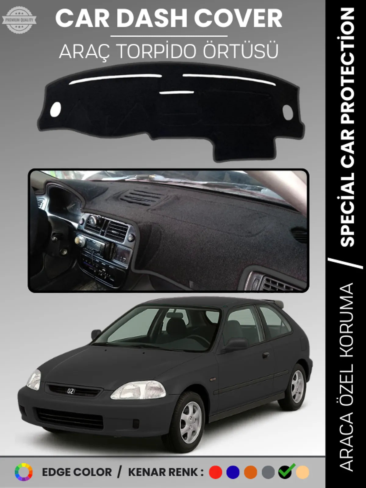 Honda CİVİC EJ-EK-EM (1995-2000) Uyumlu Torpido Örtüsü Araca Özel Ön Göğüs Koruma