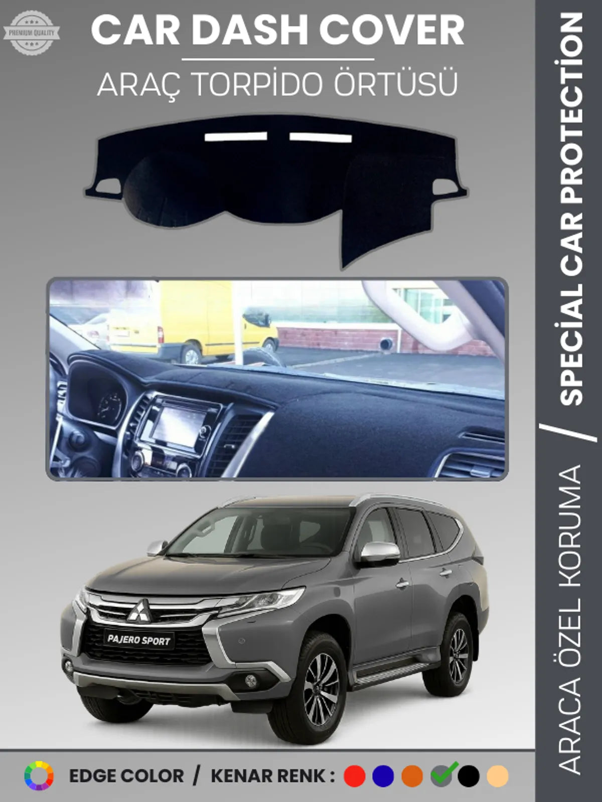 MITSUBISHI PAJERO SPORT (2015-2019) Uyumlu Torpido Örtüsü Araca Özel Ön Göğüs Koruma