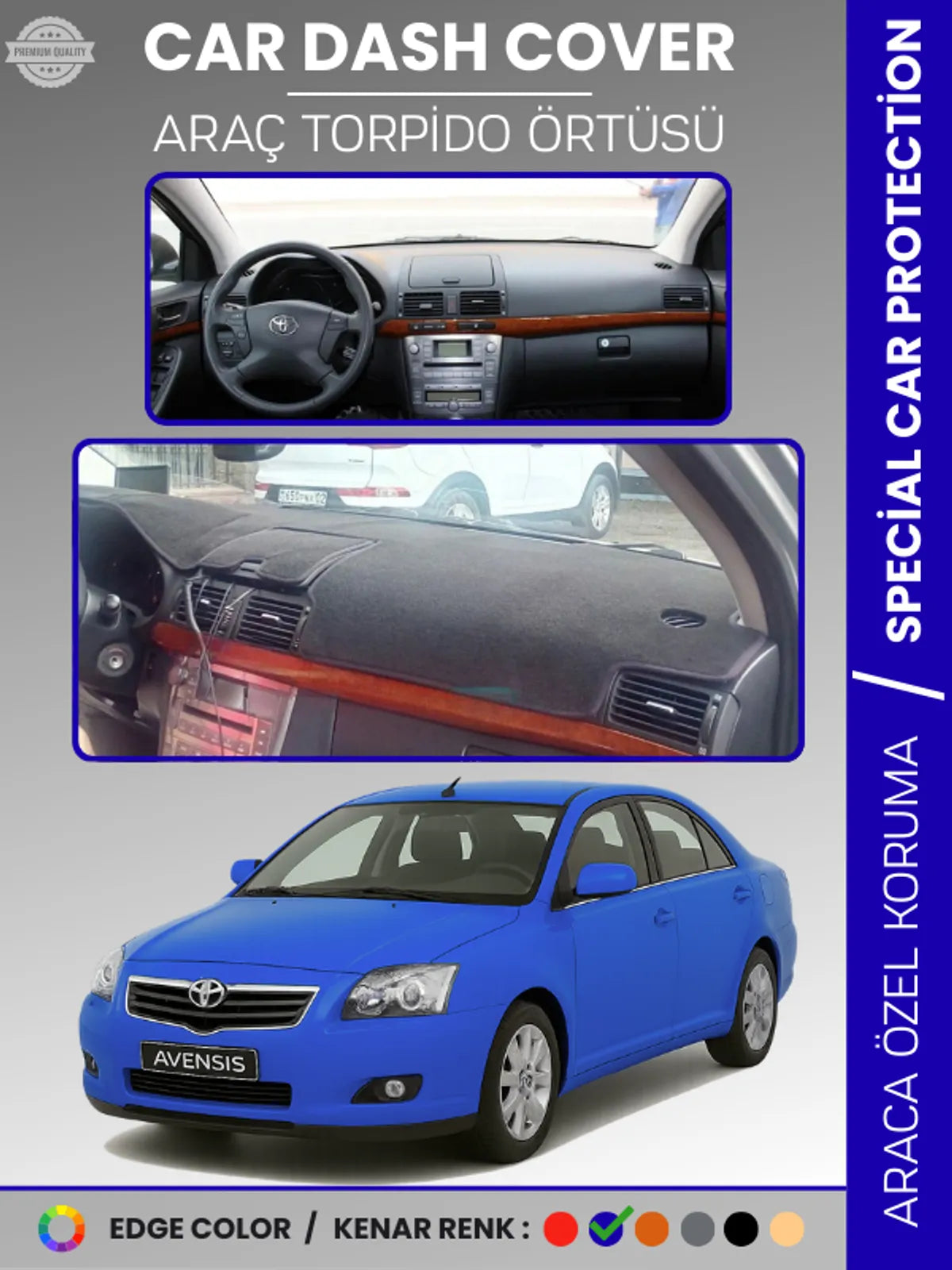TOYOTA AVENSİS T250 (2003-2008) Uyumlu Torpido Örtüsü Araca Özel Ön Göğüs Koruma