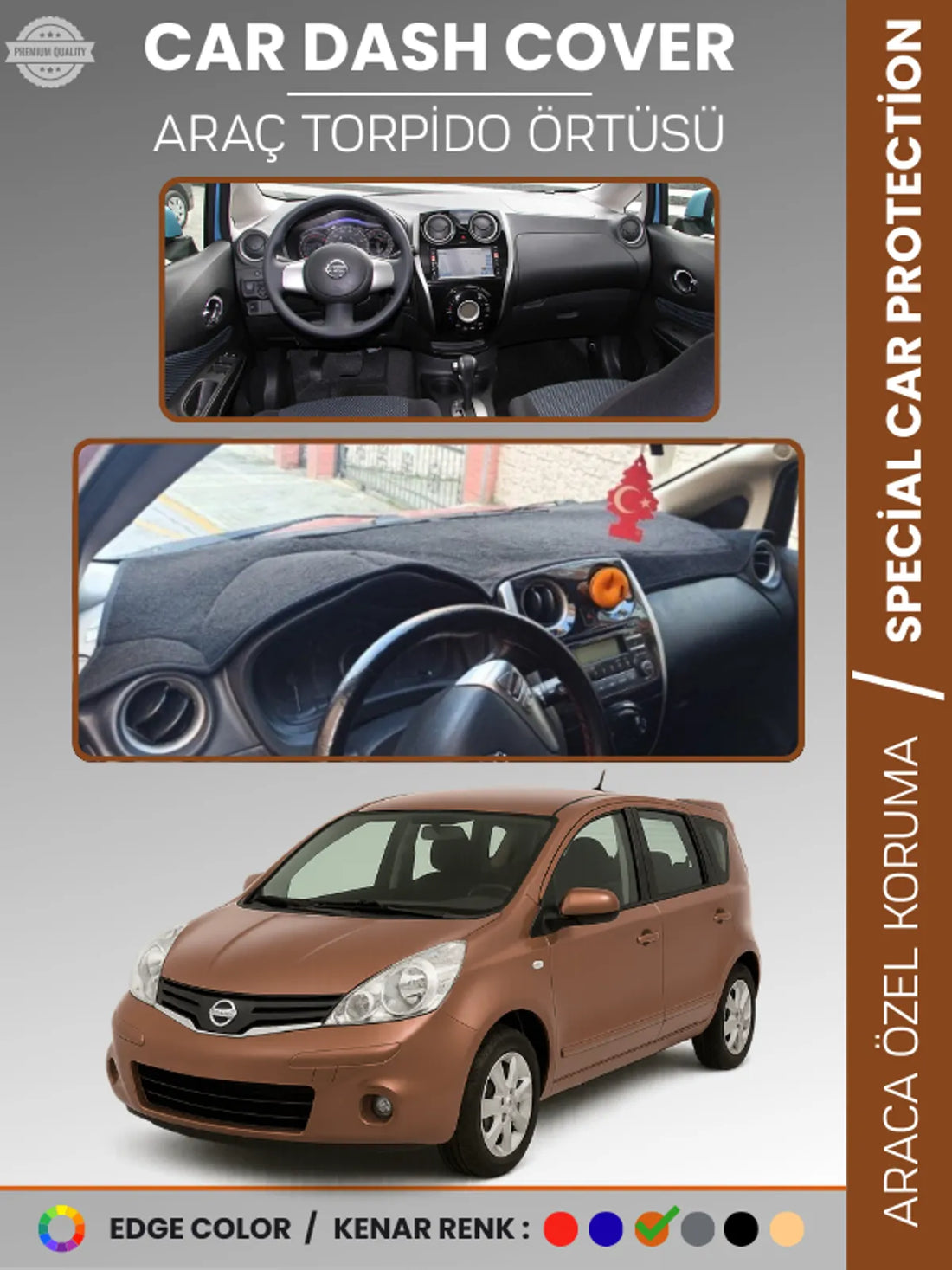 NISSAN NOTE E12 (2013-2020) Uyumlu Torpido Örtüsü Araca Özel Ön Göğüs Koruma