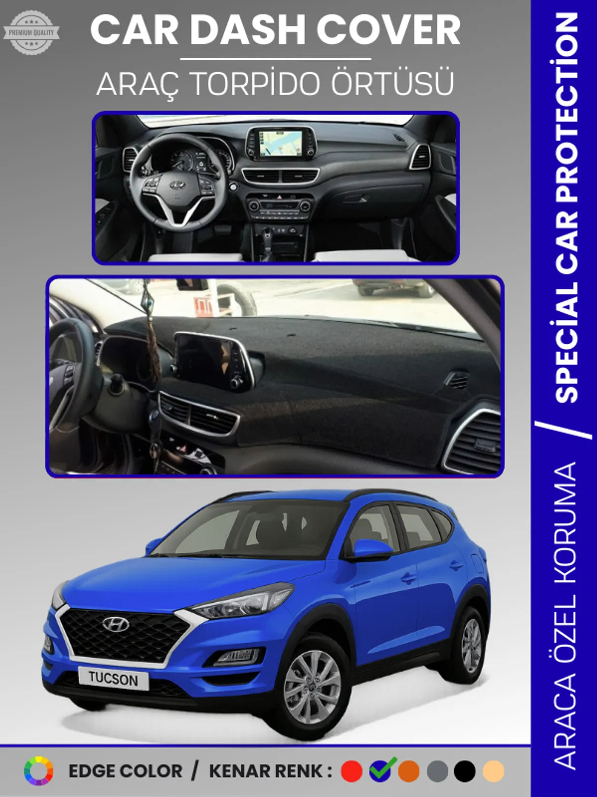 HYUNDAİ TUCSON (2018-2021) Uyumlu Torpido Örtüsü Araca Özel Ön Göğüs Koruma