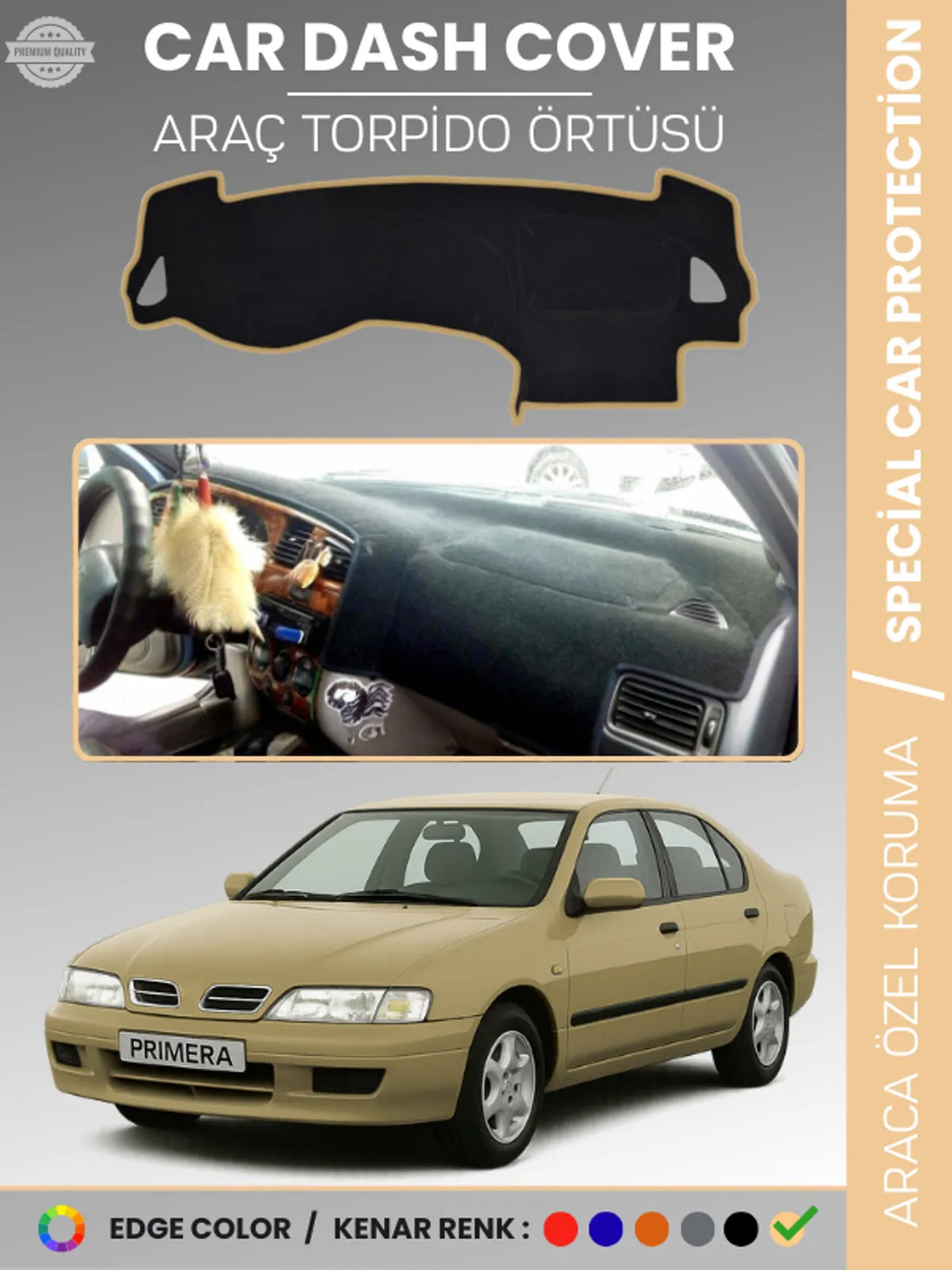 NİSSAN PRİMERA P11 (1996-2000) Uyumlu Torpido Örtüsü Araca Özel Ön Göğüs Koruma