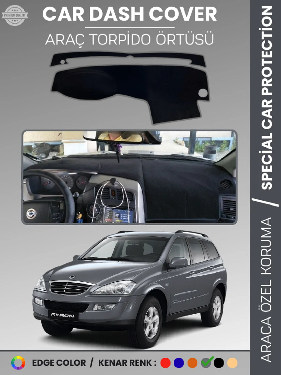 SSANGYONG KYRON (2005-2015) Uyumlu Torpido Örtüsü Araca Özel Ön Göğüs Koruma