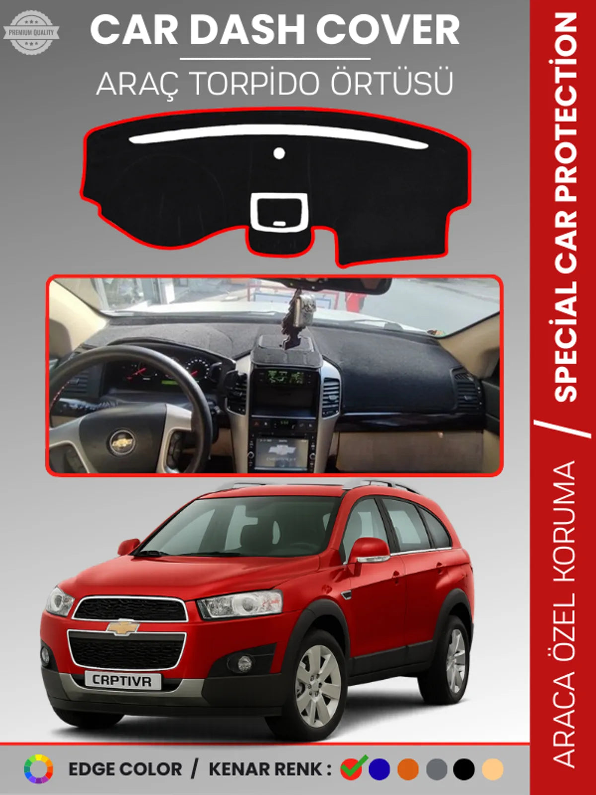 CHEVROLET CAPTİVA (2008-2011) Uyumlu Torpido Örtüsü Araca Özel Ön Göğüs Koruma