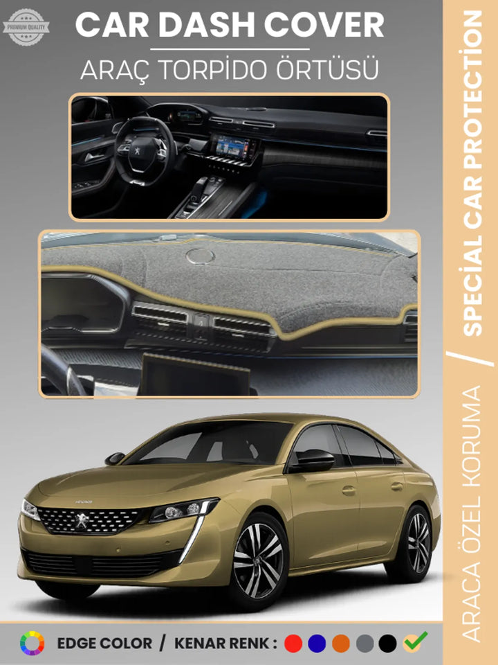 PEUGEOT 508 (2018-2024) Uyumlu Torpido Örtüsü Araca Özel Ön Göğüs Koruma