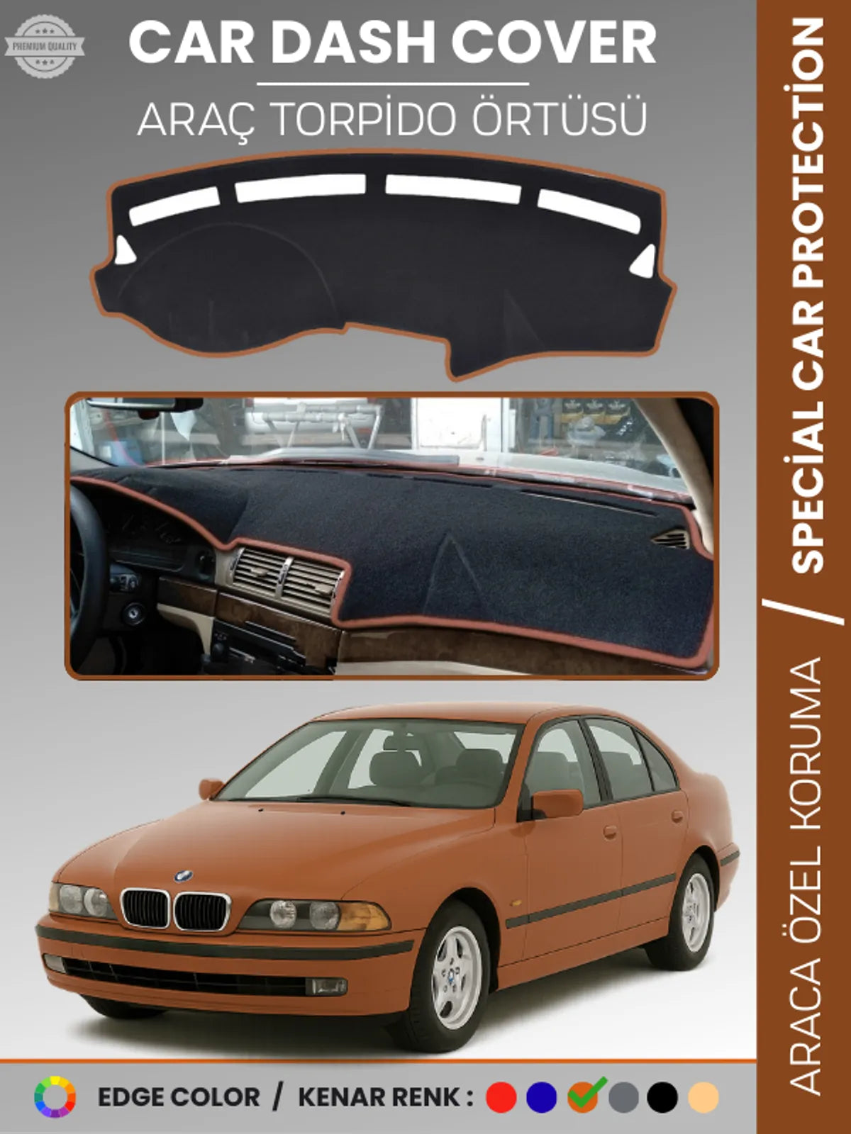 Bmw E39 (2006-2010) Uyumlu Torpido Örtüsü Araca Özel Ön Göğüs Koruma