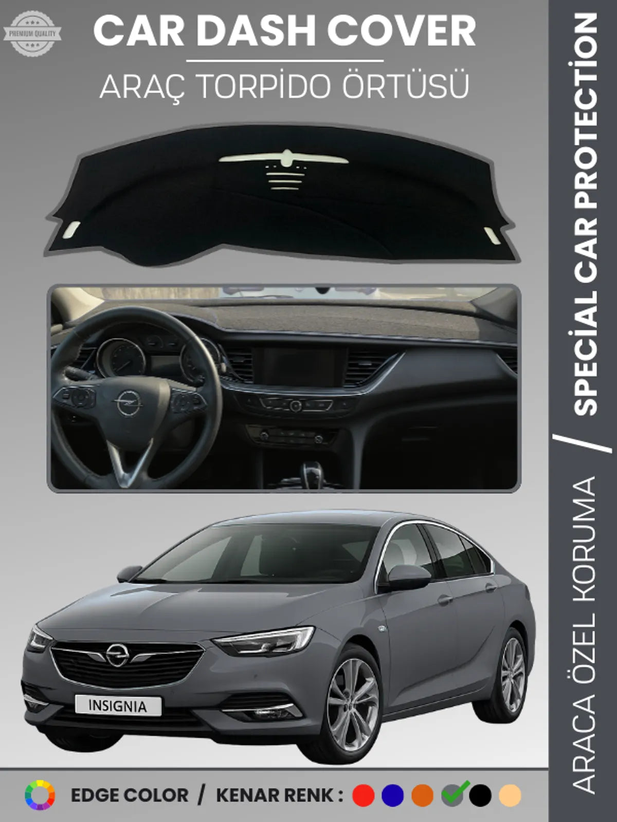 OPEL INSIGNIA B (2017-2022) Uyumlu Torpido Örtüsü Araca Özel Ön Göğüs Koruma