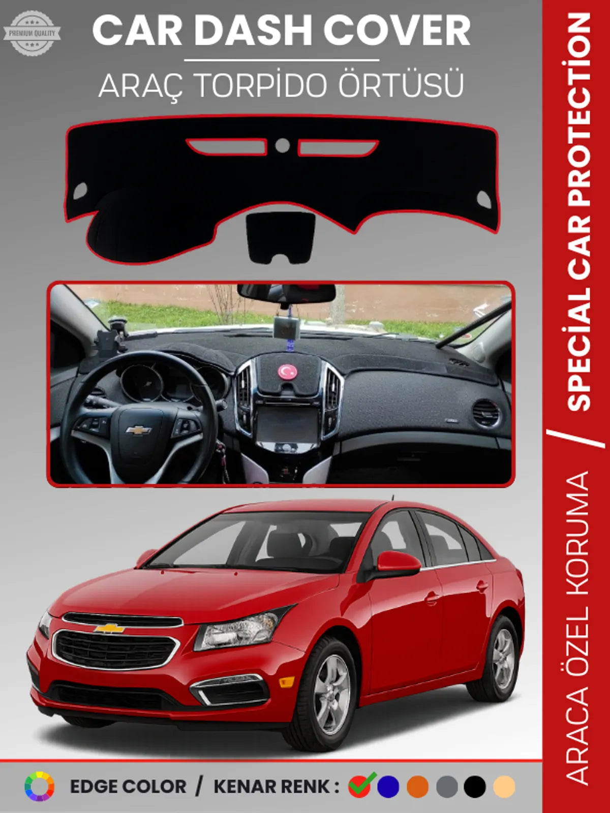 CHEVROLET Cruze (2012-2016) Uyumlu Torpido Örtüsü Araca Özel Ön Göğüs Koruma