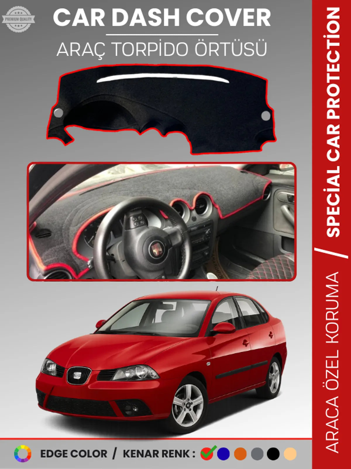 SEAT CORDOBA (2001-2008) Uyumlu Torpido Örtüsü Araca Özel Ön Göğüs Koruma