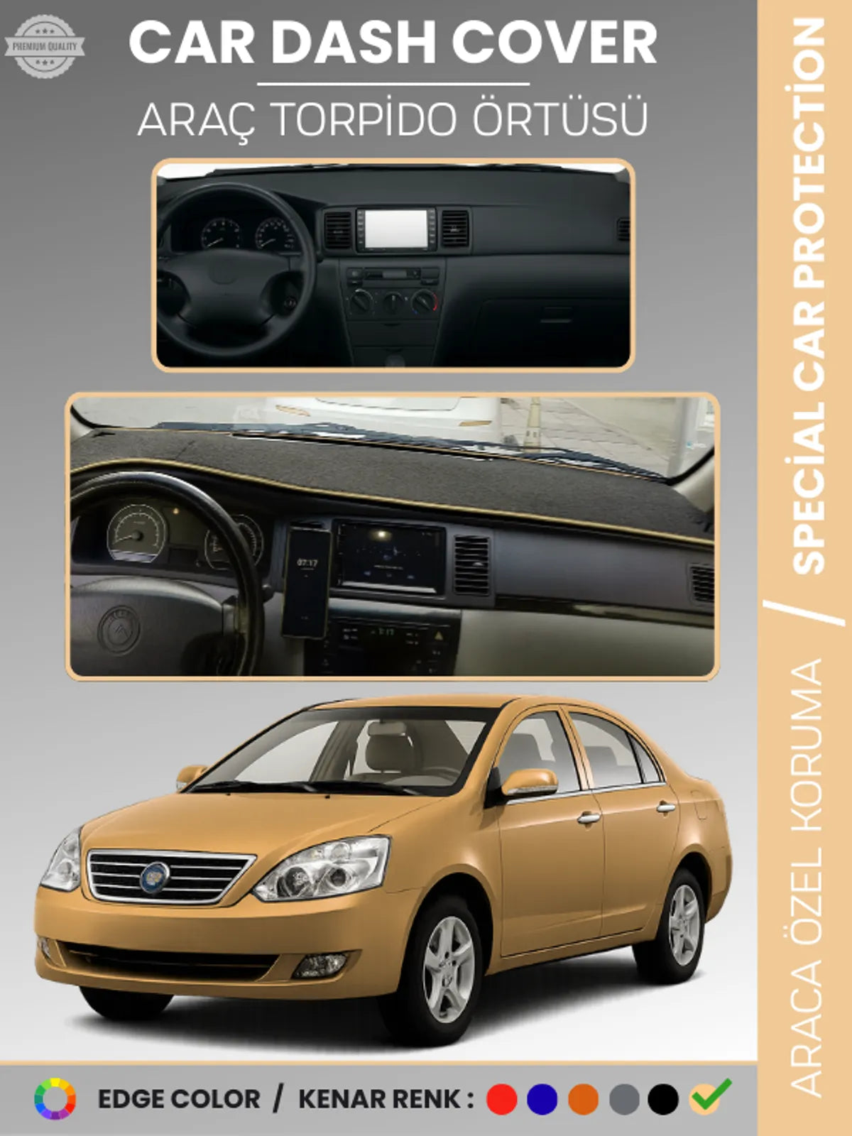 GEELY FC (2008-2012) Uyumlu Torpido Örtüsü Araca Özel Ön Göğüs Koruma