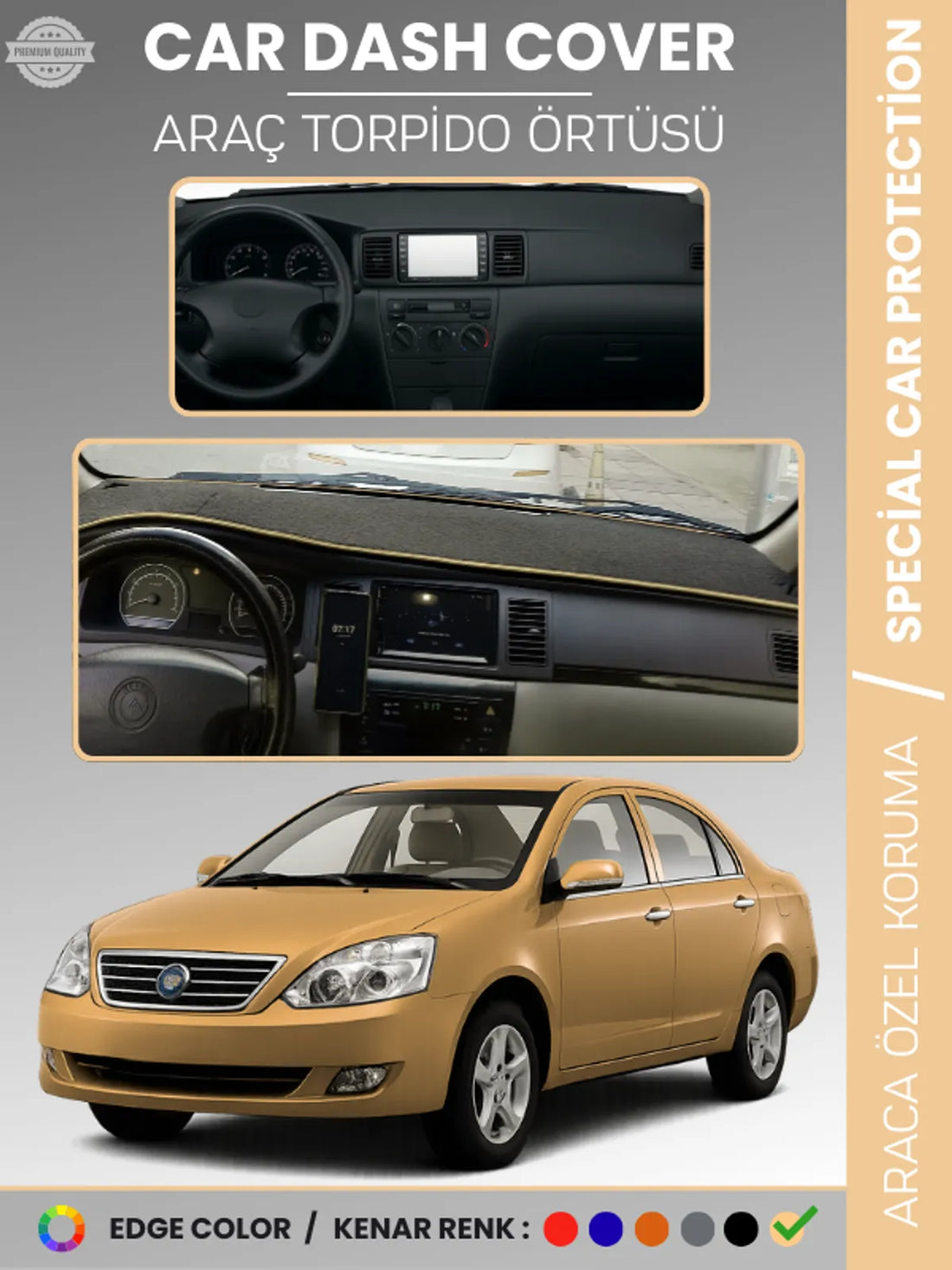 GEELY FC (2008-2012) Uyumlu Torpido Örtüsü Araca Özel Ön Göğüs Koruma